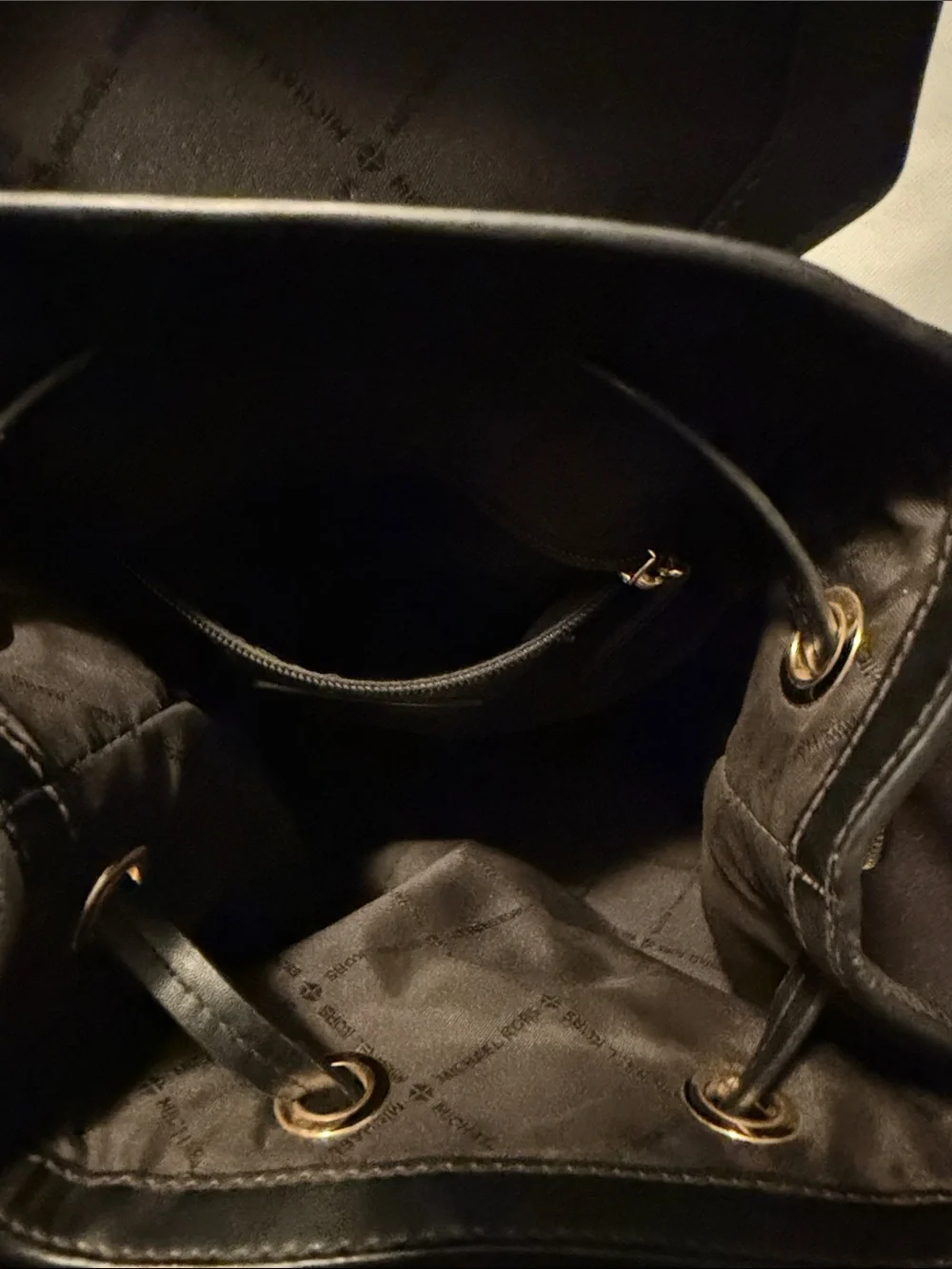 Michael Kors Black Leather Mini Backpack with Gold Accents